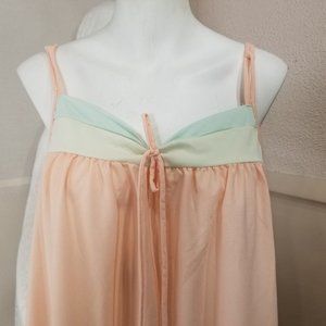 Vintage 60s Elise Stevens Nightgown Lingerie Chemise M Peach Sheer Midi USA